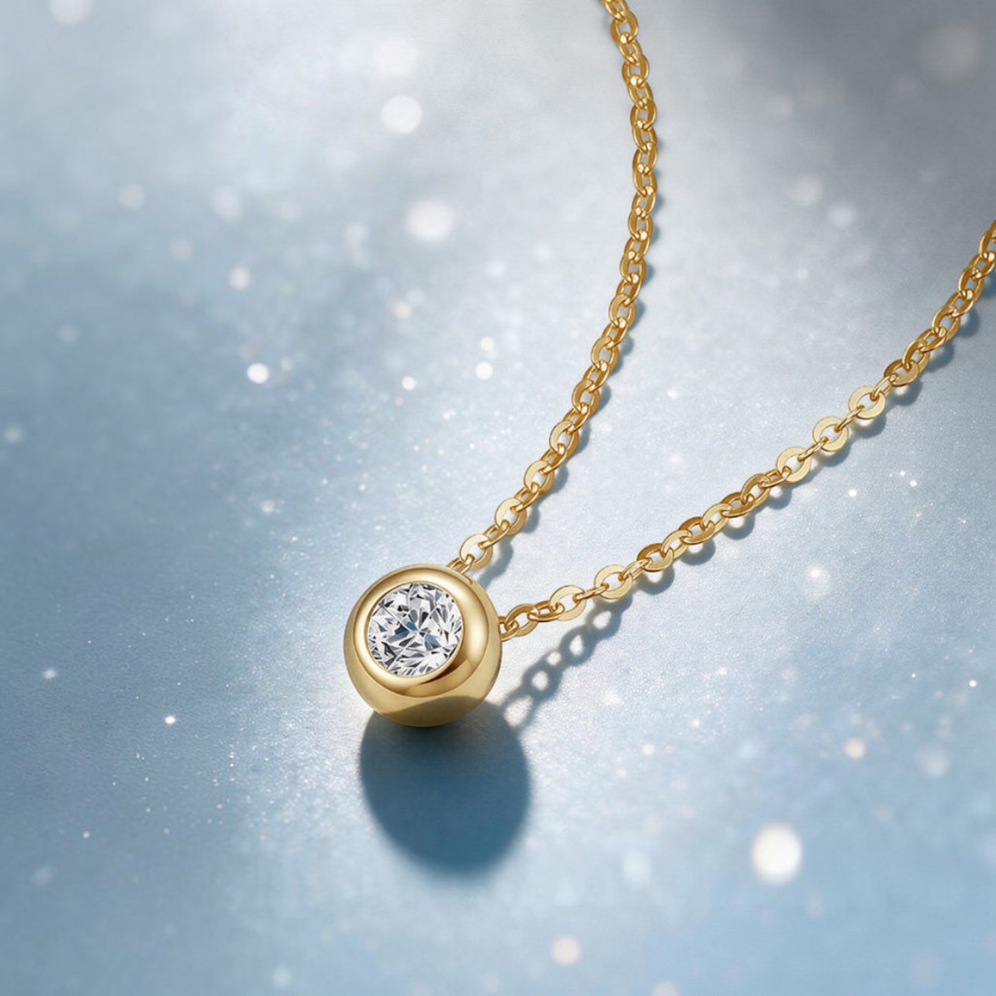 18K Gold Round Charm Minimalist Pendant Necklace