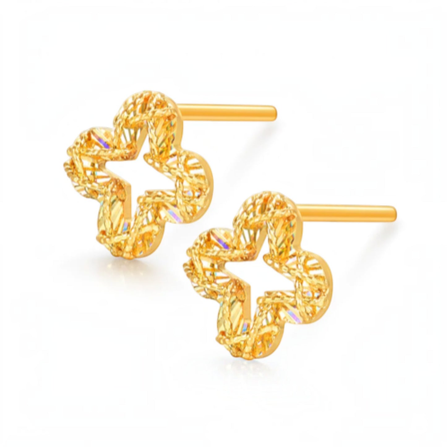 Radiant 24k Lucky Clover 5G Gold Stud Earrings