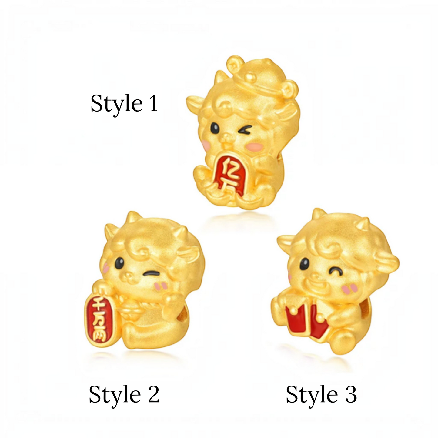 24K Gold Chinese Zodiac Lucky Sheep D.I.Y Charm Prosperity Spacer Bead