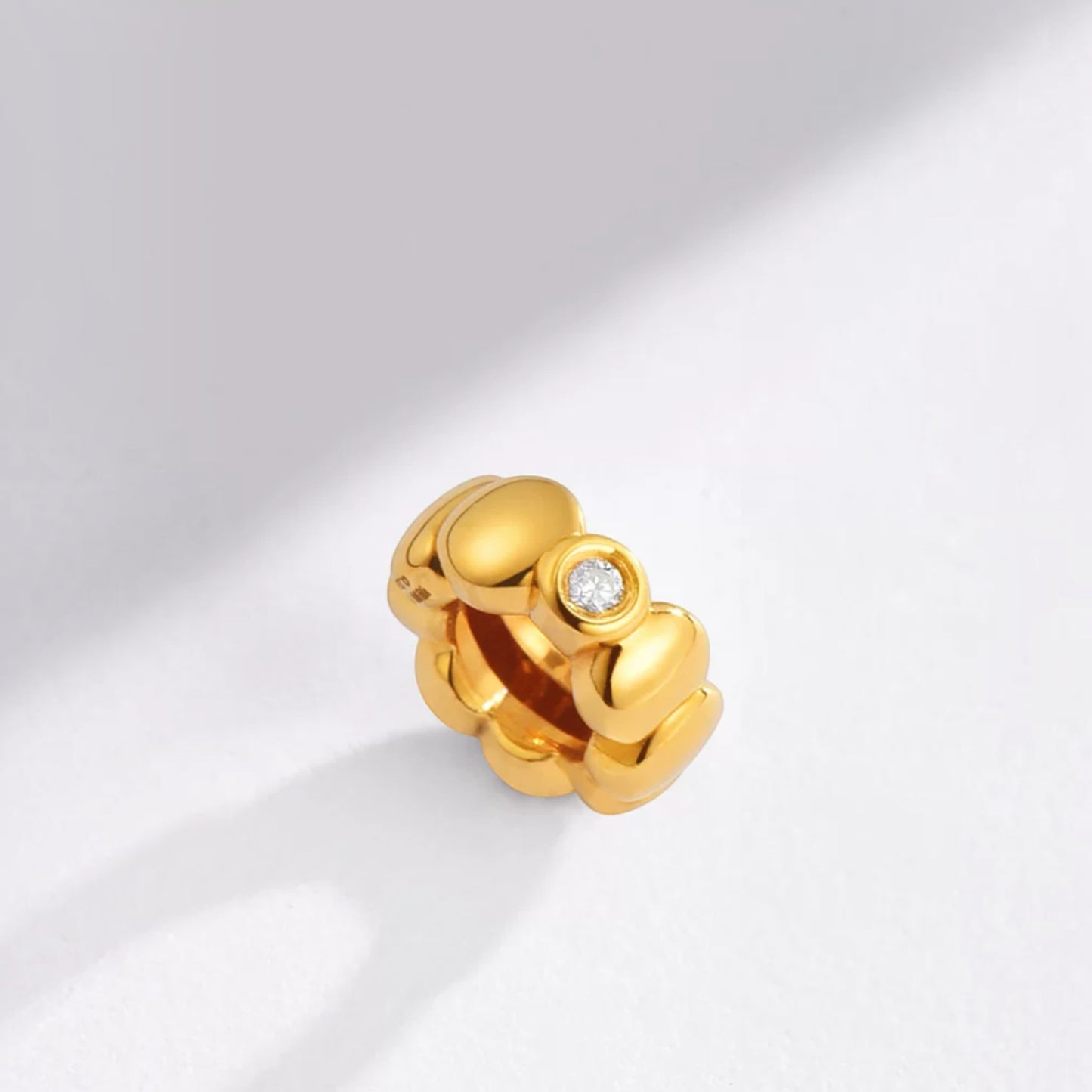 24K Gold Knot Lucky Charm with Moissanite Accent D.I.Y Spacer Bead
