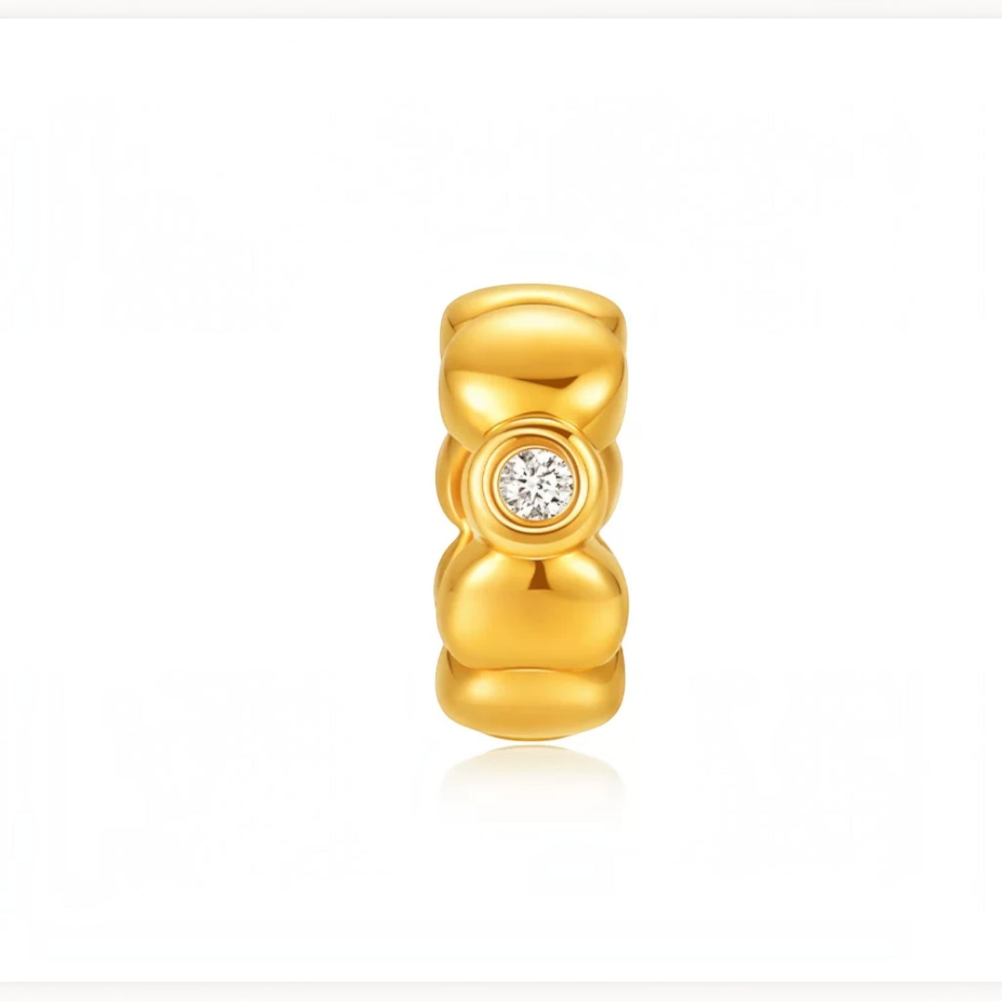 24K Gold Knot Lucky Charm with Moissanite Accent D.I.Y Spacer Bead