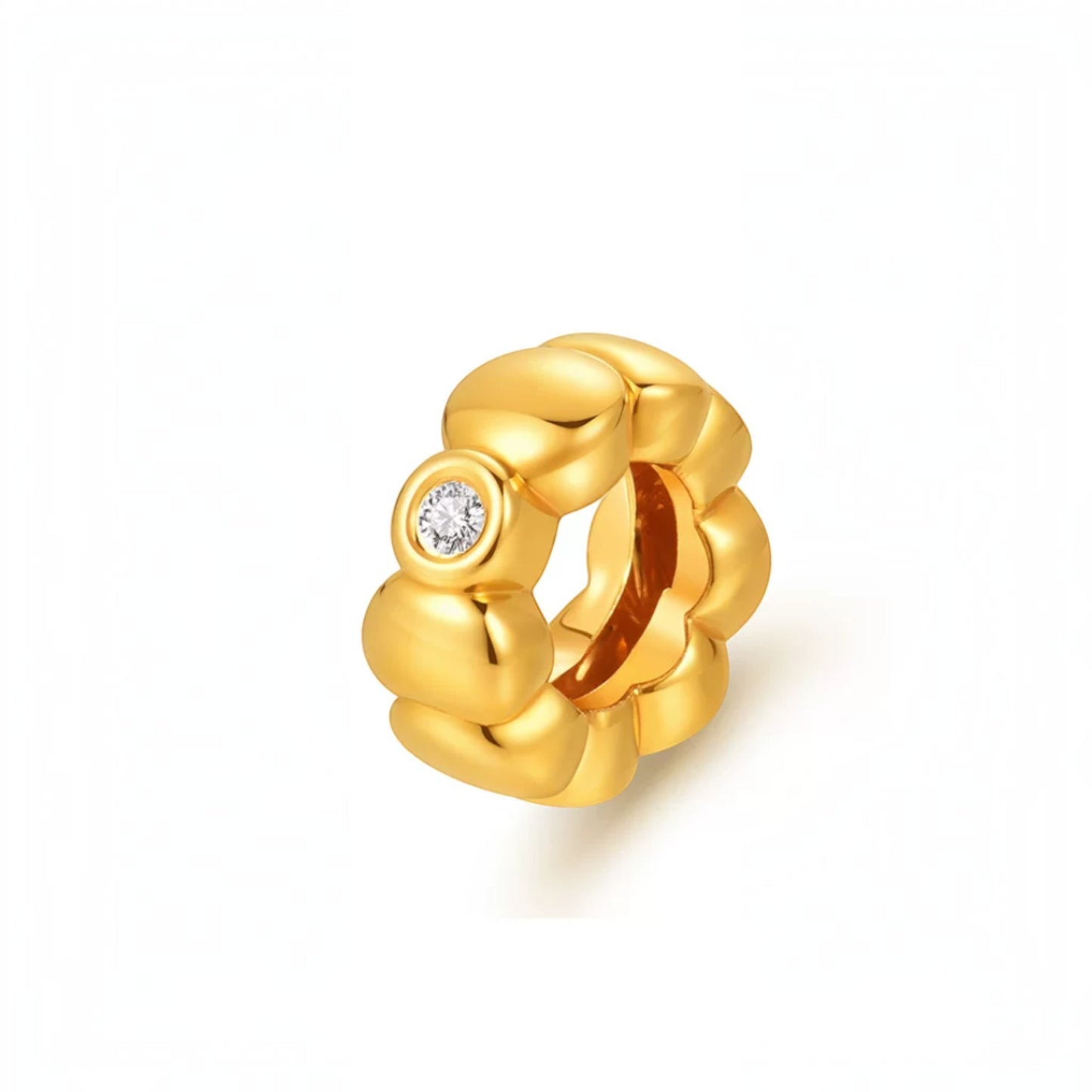 24K Gold Knot Lucky Charm with Moissanite Accent D.I.Y Spacer Bead