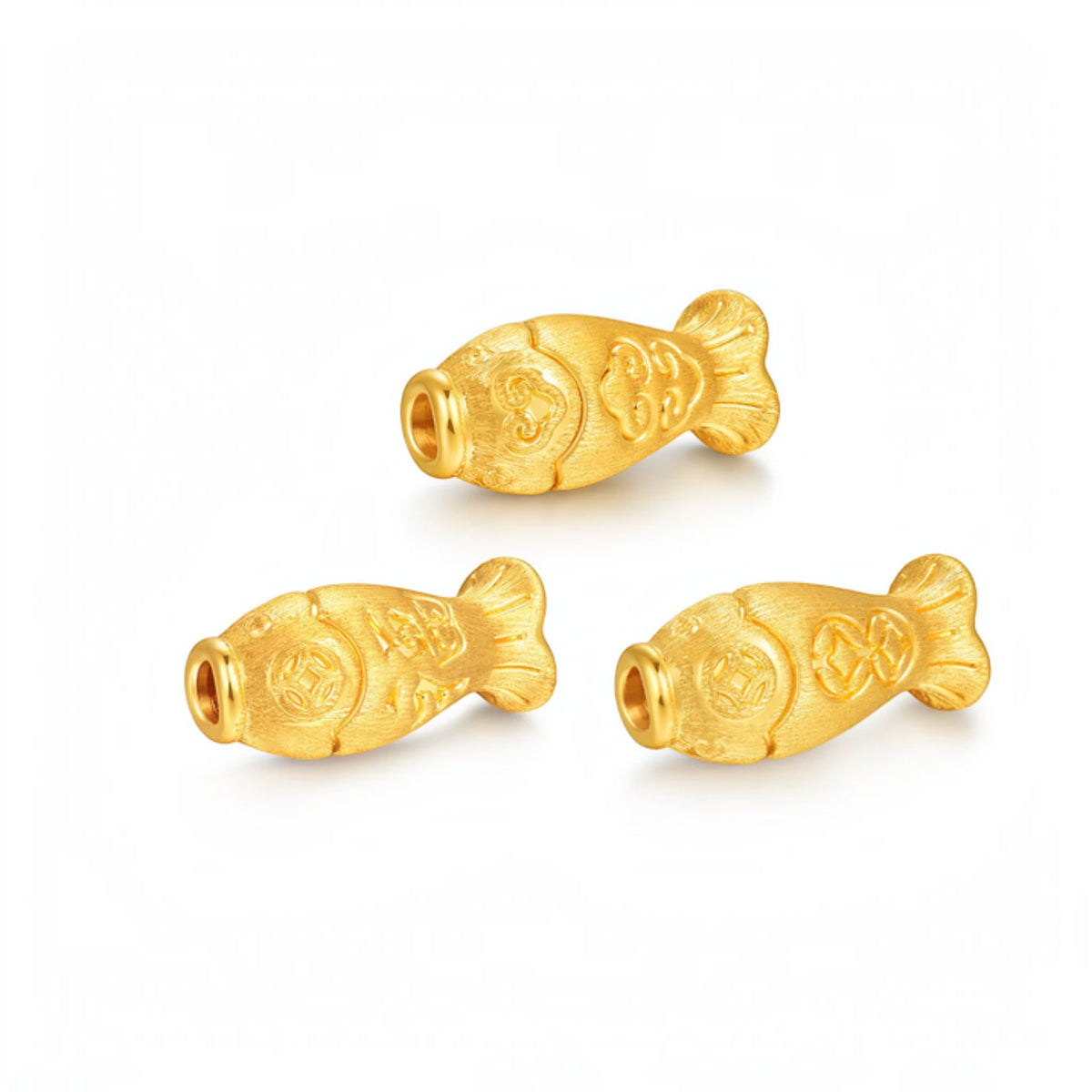 24K Fine Gold Lucky Blessing Fish D.I.Y Charm
