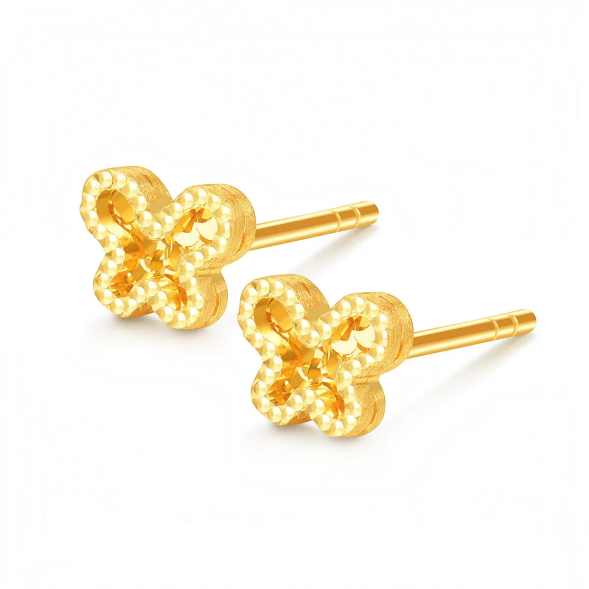 18K Fine Gold Shimmer Butterfly Stud Earrings