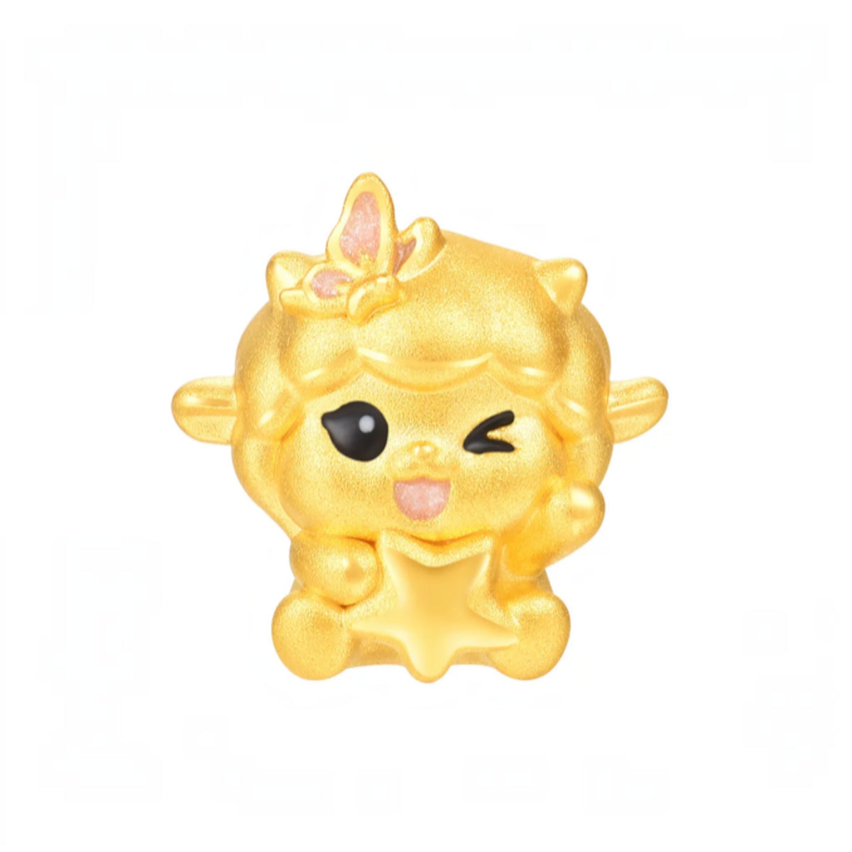 24K Hard Gold Chinese Zodiac Baby Sheep D.I.Y Charm Pendant Spacer