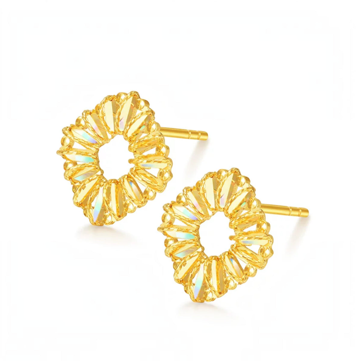 18K Fine Gold Shimmer Square Minimal Stud Earrings