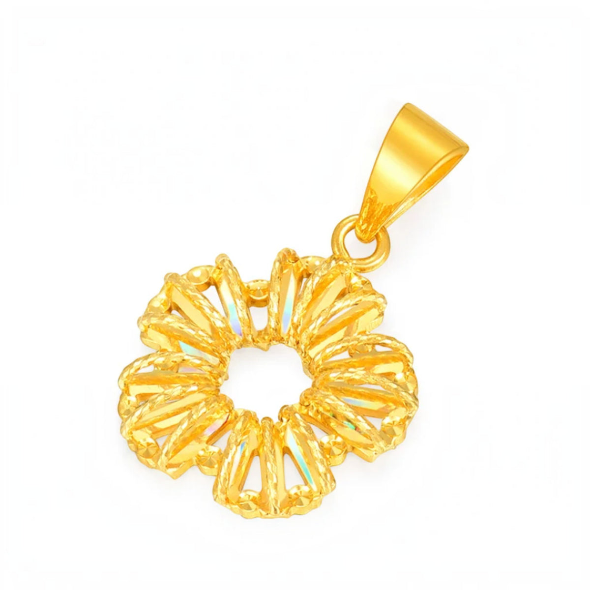 18K Gold Shimmer Flower Pendant