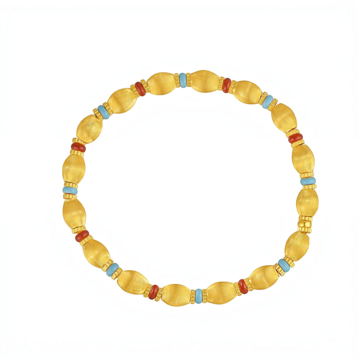 24K Gold Gemstone Olive Beads Luxurious Bracelet
