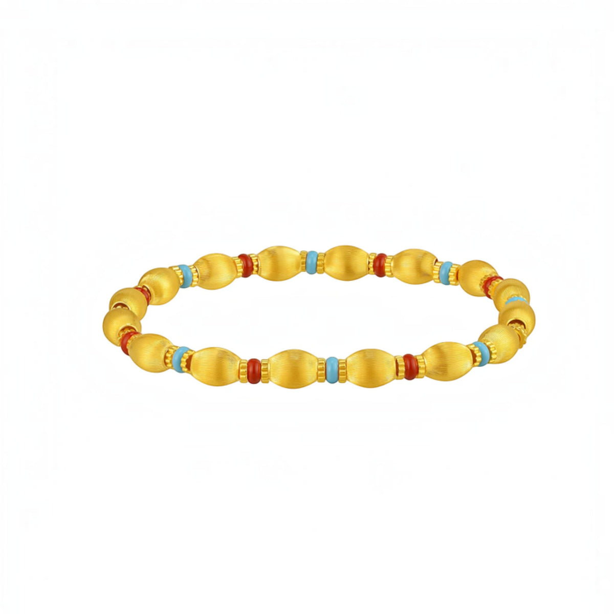 24K Gold Gemstone Olive Beads Luxurious Bracelet