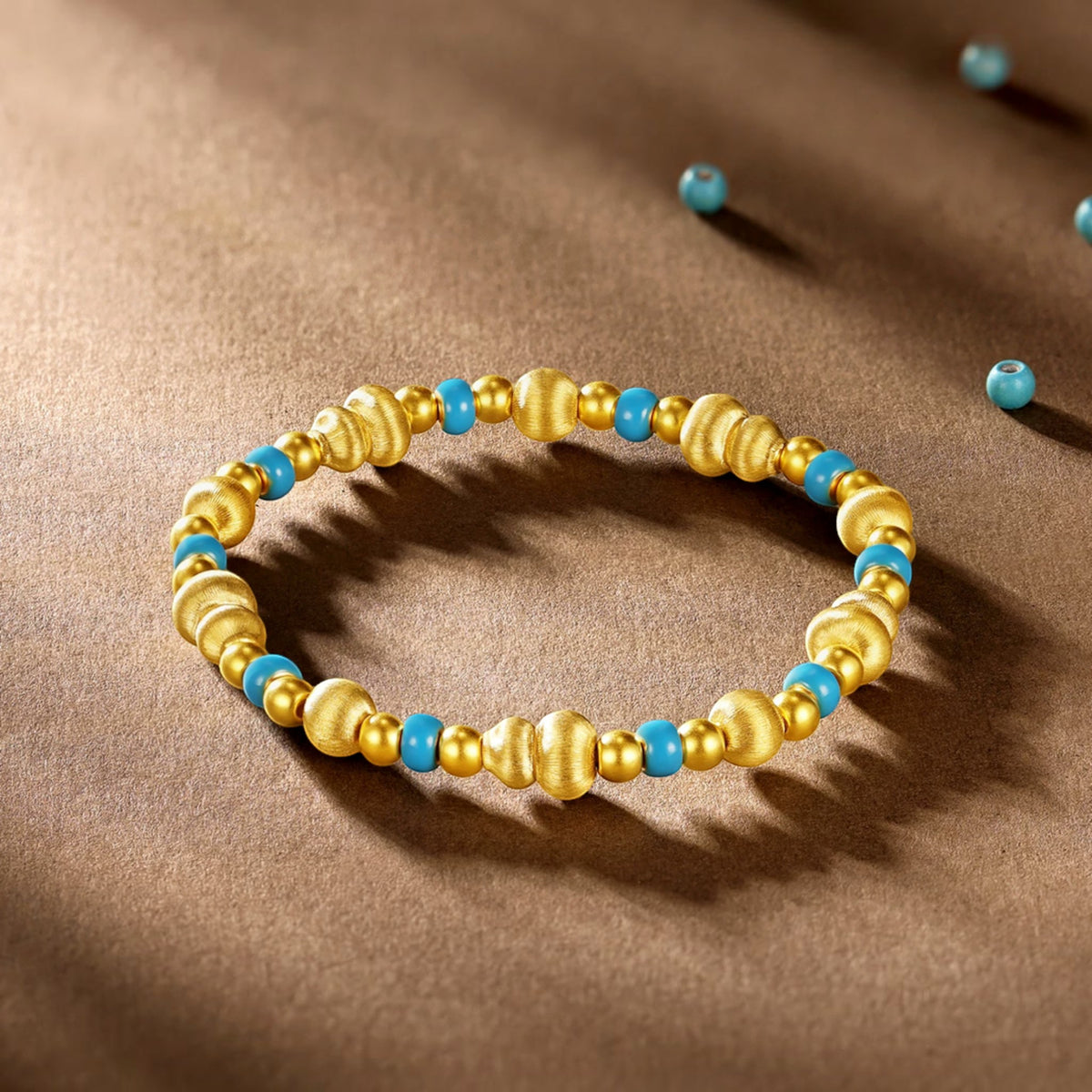 24K Gold Gourd Beads Enamel Luxurious Bracelet