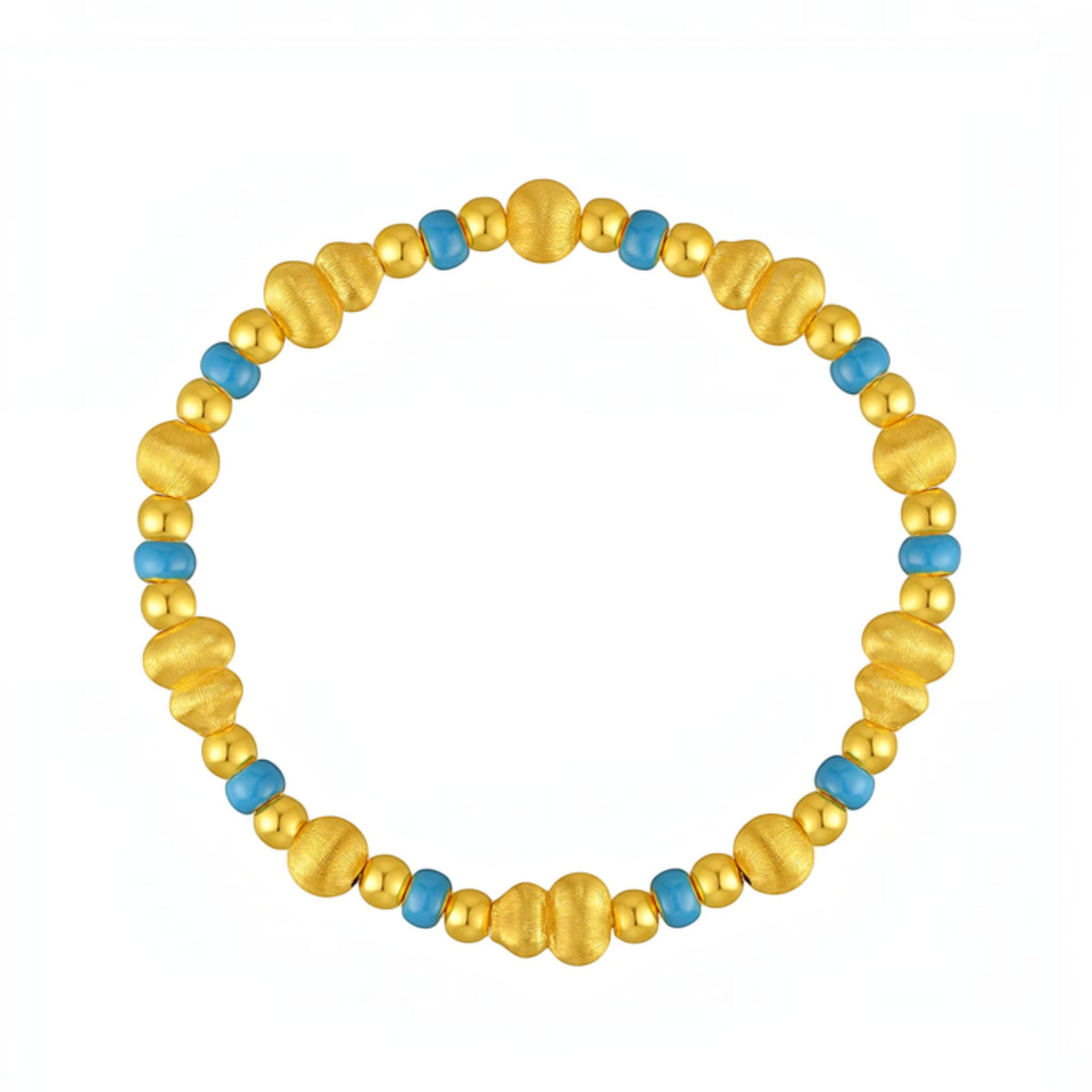 24K Gold Gourd Beads Enamel Luxurious Bracelet