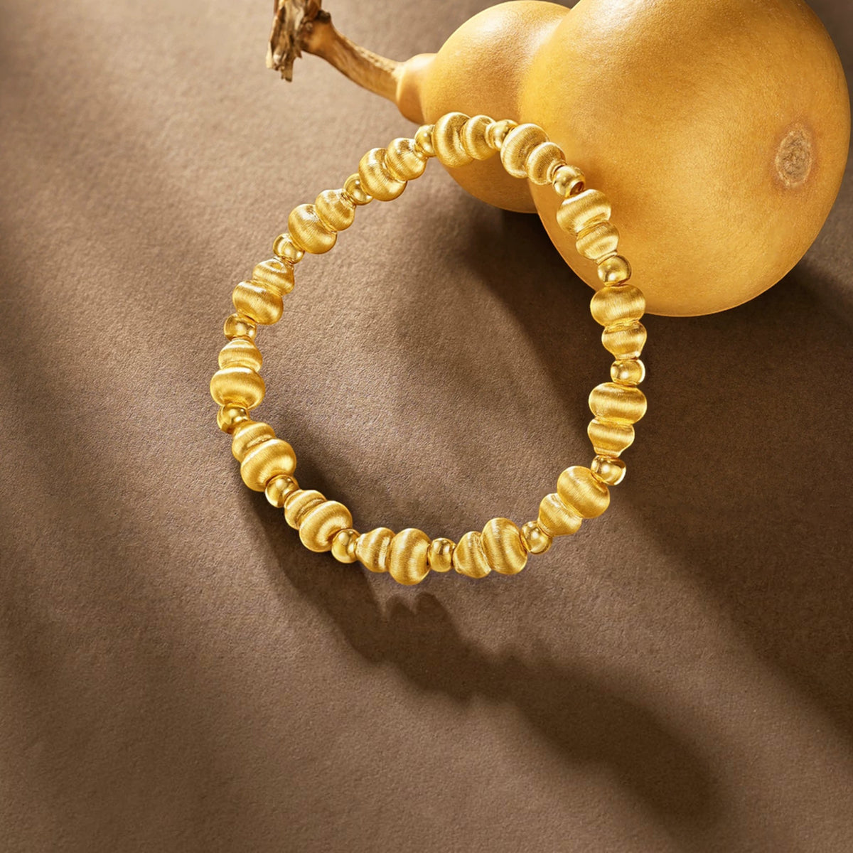 24K Gold Gourd Beads Luxurious Bracelet