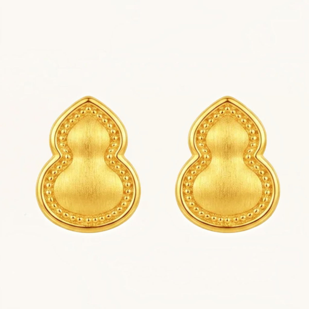 24K Gold Lucky Ruyi Gourd Stud Earrings
