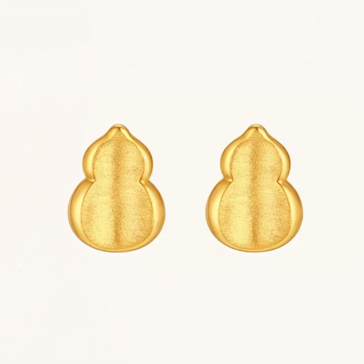 24K Gold Shimmer Lucky Gourd Stud Earrings