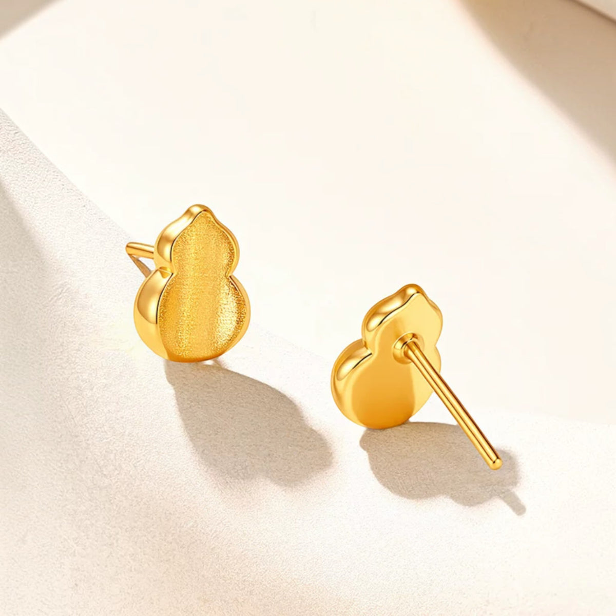 24K Gold Shimmer Lucky Gourd Stud Earrings