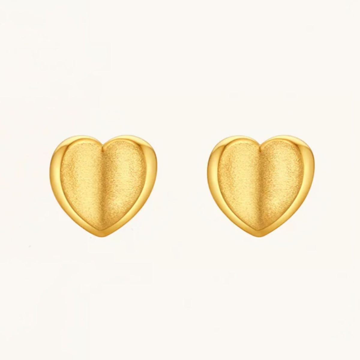 24K Gold Heart Minimal Stud Earrings