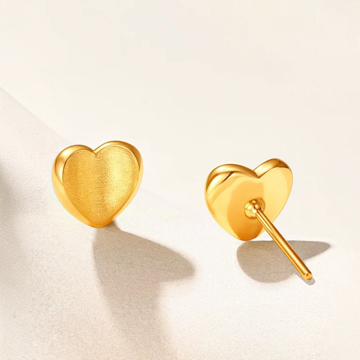 24K Gold Heart Minimal Stud Earrings