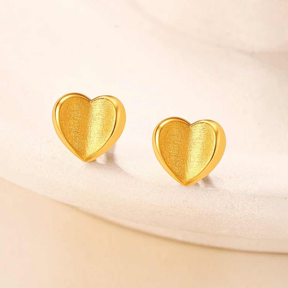 24K Gold Heart Minimal Stud Earrings