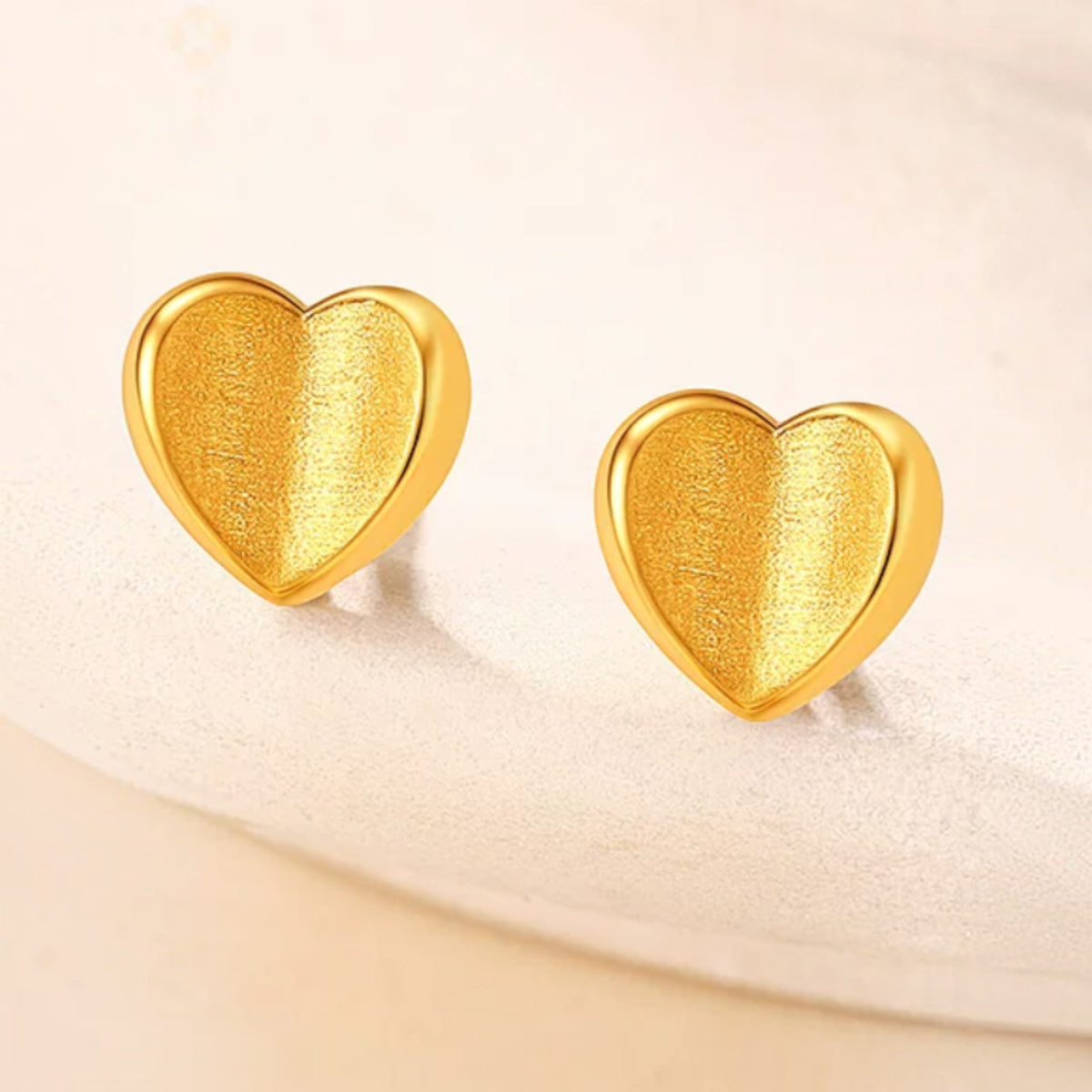 24K Gold Heart Minimal Stud Earrings