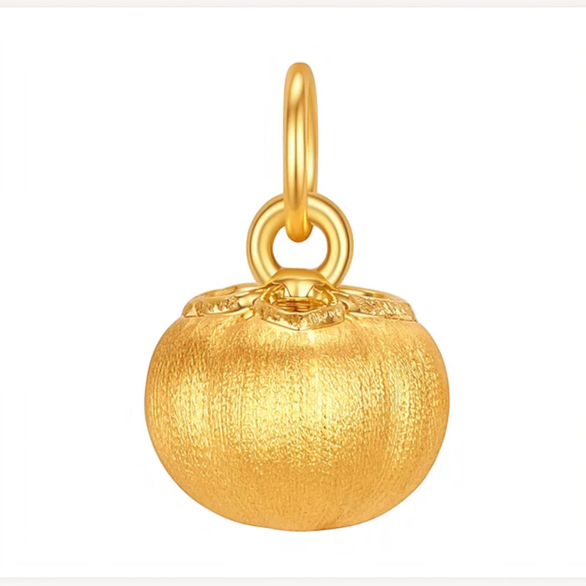 24k 999 Gold Persimmon Star and Blessing Lock Charm D.I.Y Pendant