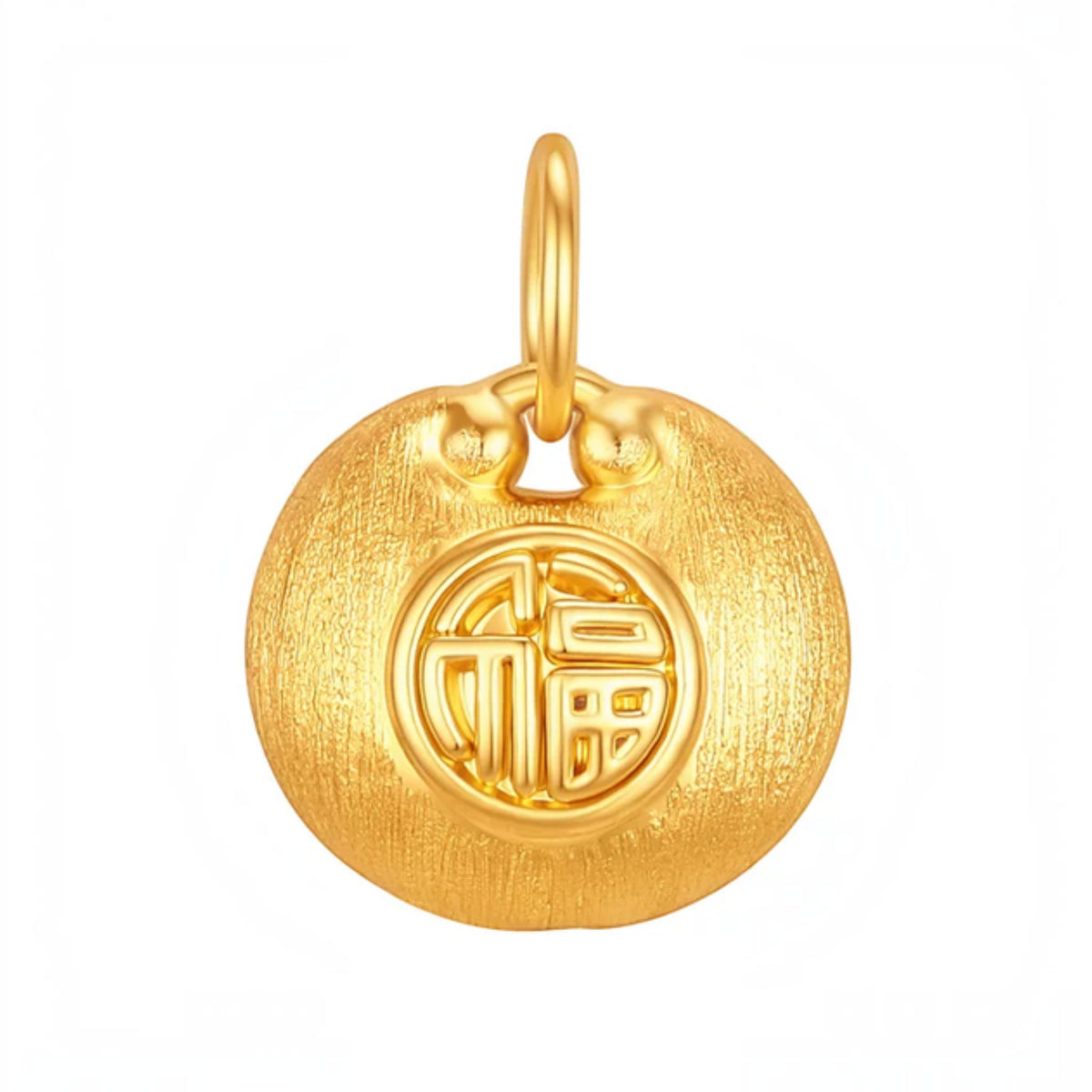 24k 999 Gold Persimmon Star and Blessing Lock Charm D.I.Y Pendant