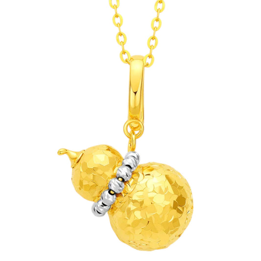18k Gold Small Gourd Blessing Pendant Charm