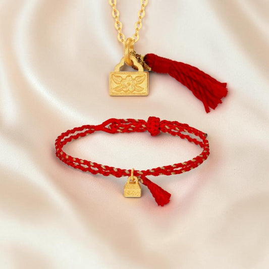 24K 999 Gold Auspicious Fortune Blessing Seal Pendant Bracelet