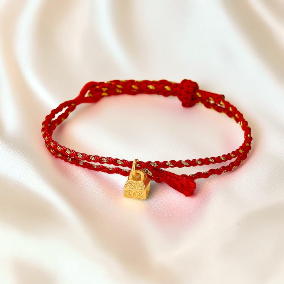 24K 999 Gold Auspicious Fortune Blessing Seal Pendant Bracelet