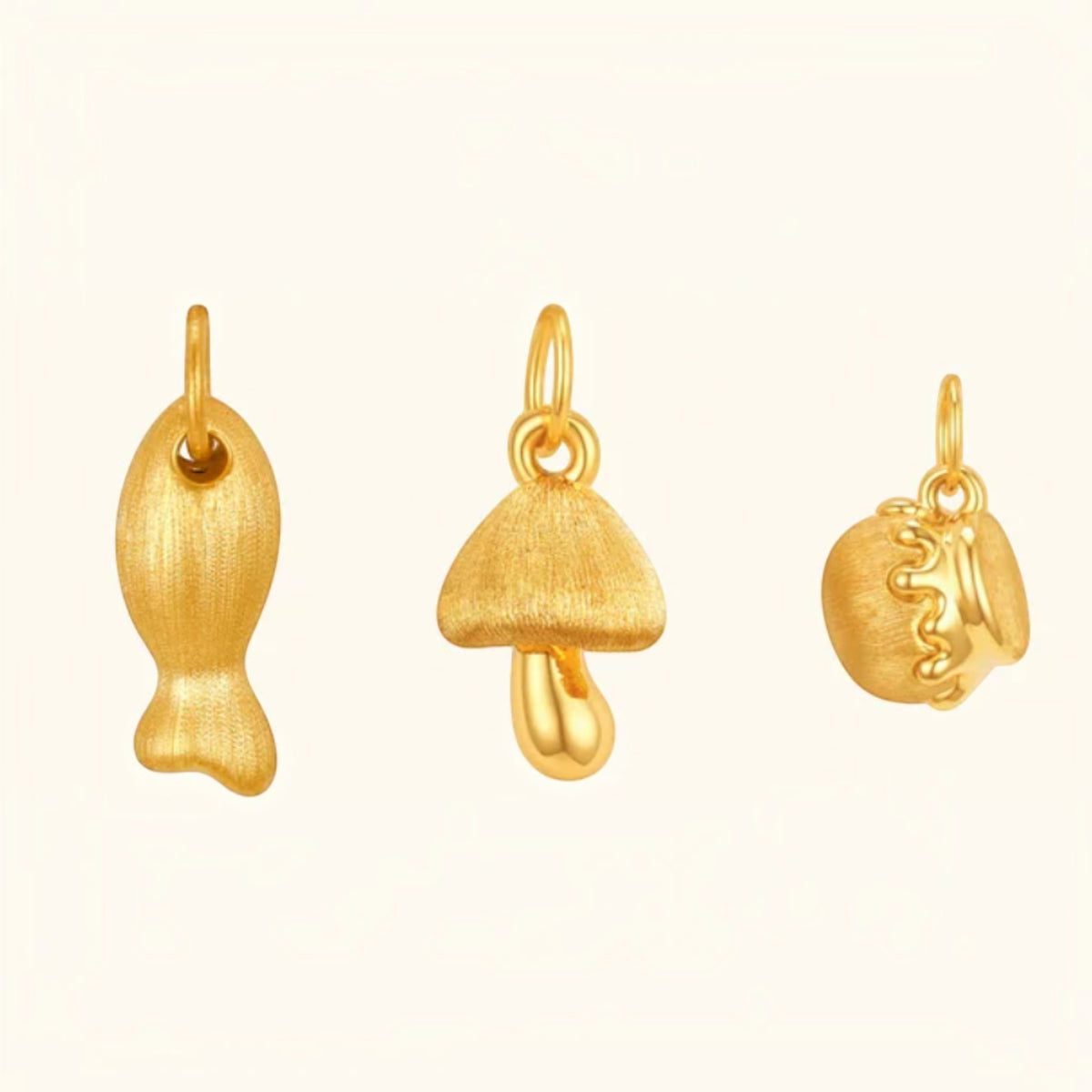 24k Gold Mushroom Honey Jar Fish D.I.Y Charm Pendant