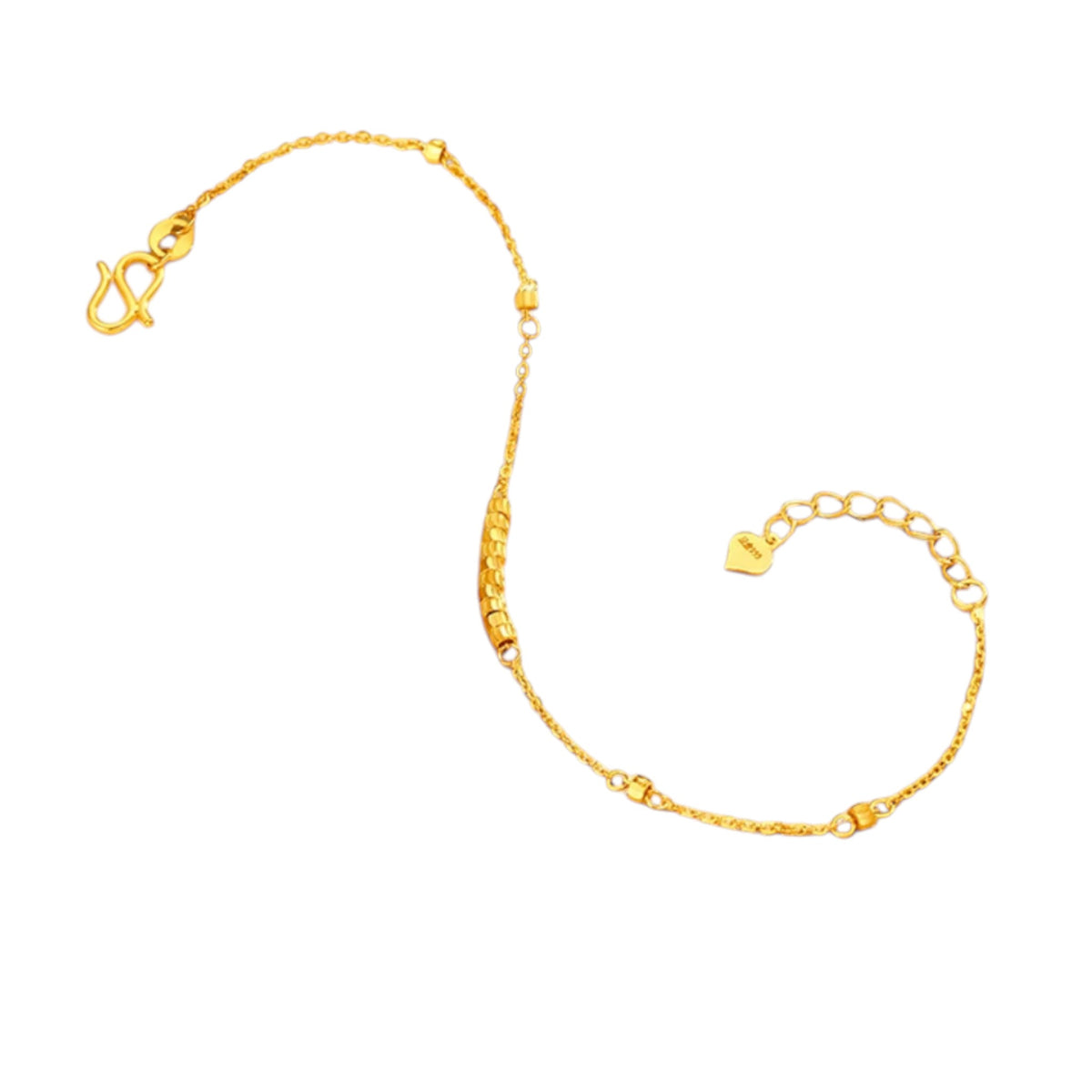 24K 999 Gold Minimalist Style Cube Beads Chain Bracelet