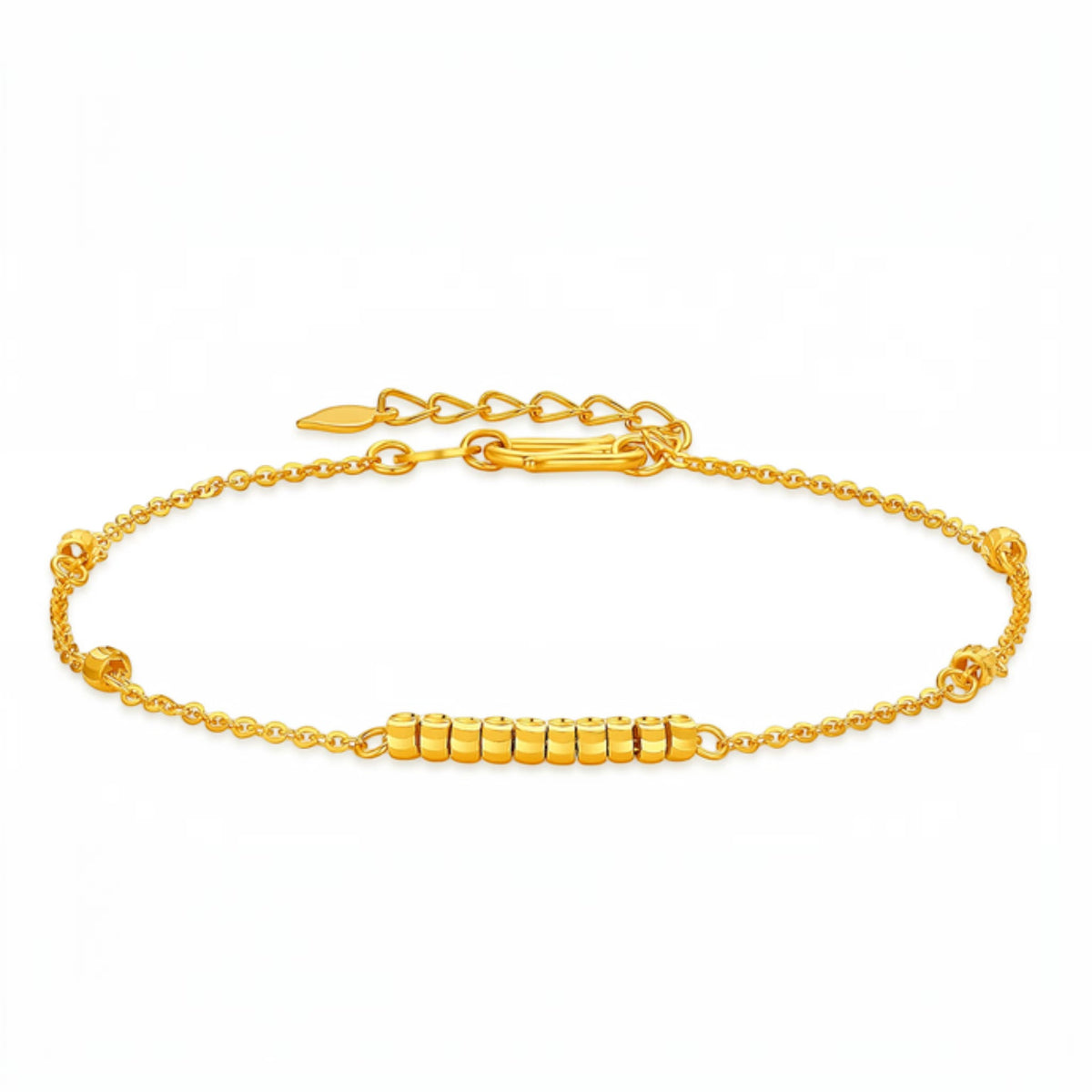 24K 999 Gold Minimalist Style Cube Beads Chain Bracelet