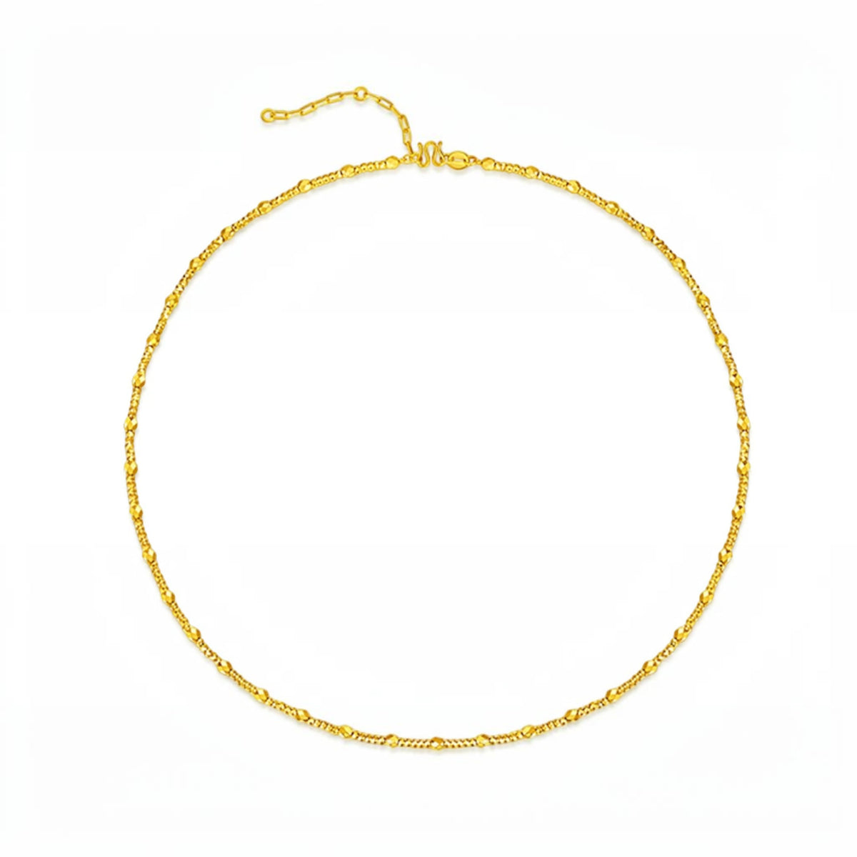 24K 999 5G Gold Beads Bare Chain Necklace