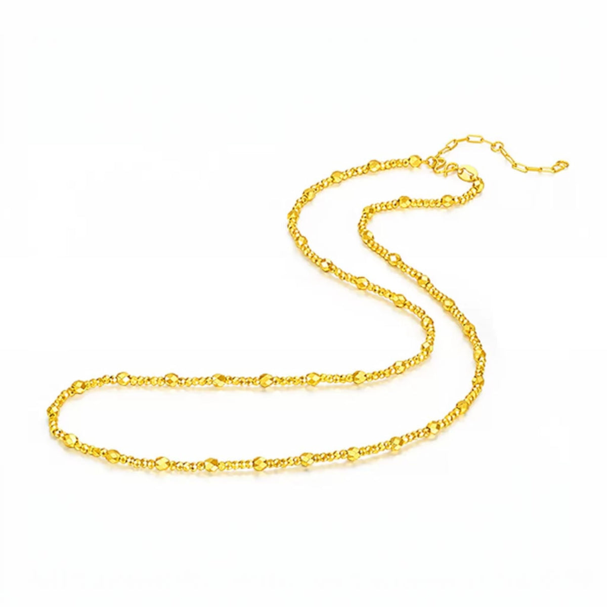 24K 999 5G Gold Beads Bare Chain Necklace