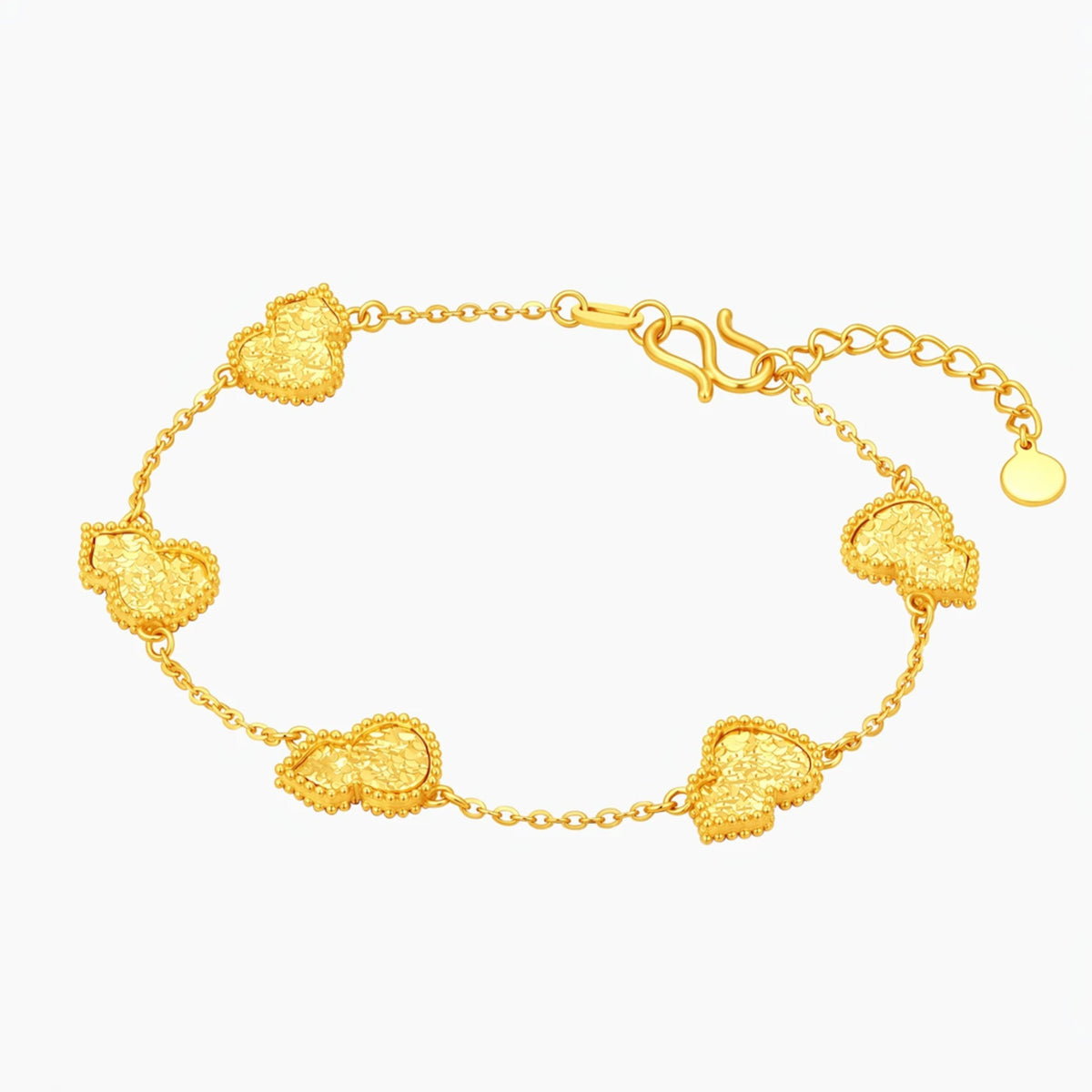 24k 999 Gold Lucky Gourd Charm Chain Bracelet