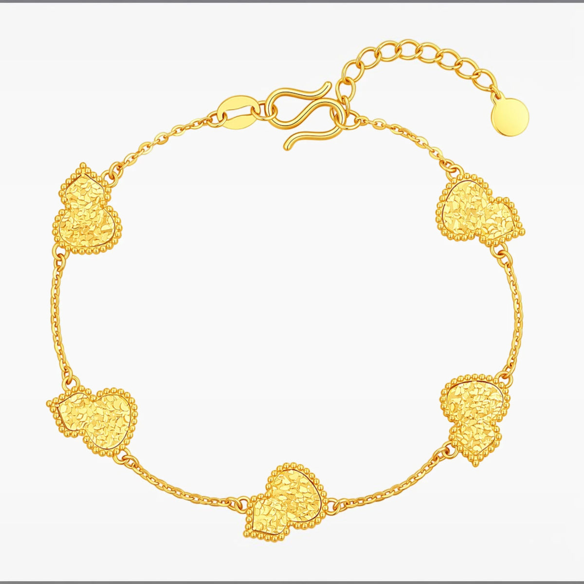 24k 999 Gold Lucky Gourd Charm Chain Bracelet