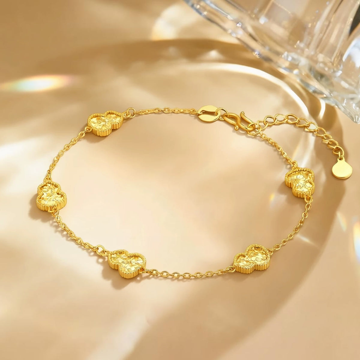 24k 999 Gold Lucky Gourd Charm Chain Bracelet