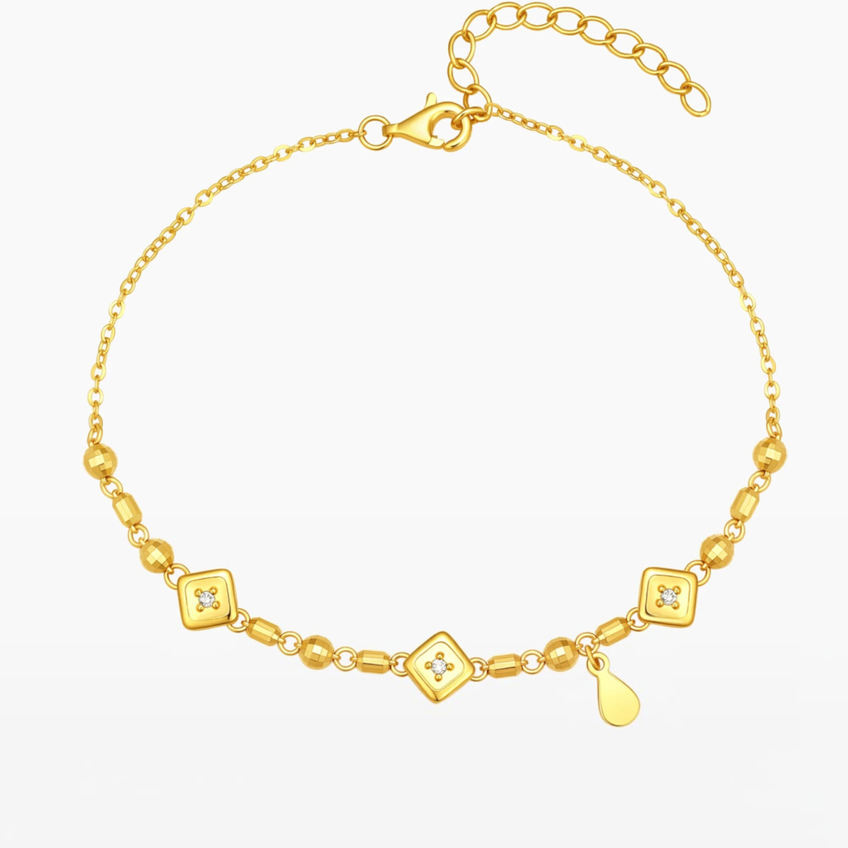 24k 999 Gold Minimal Charm Diamond Chain Bracelet