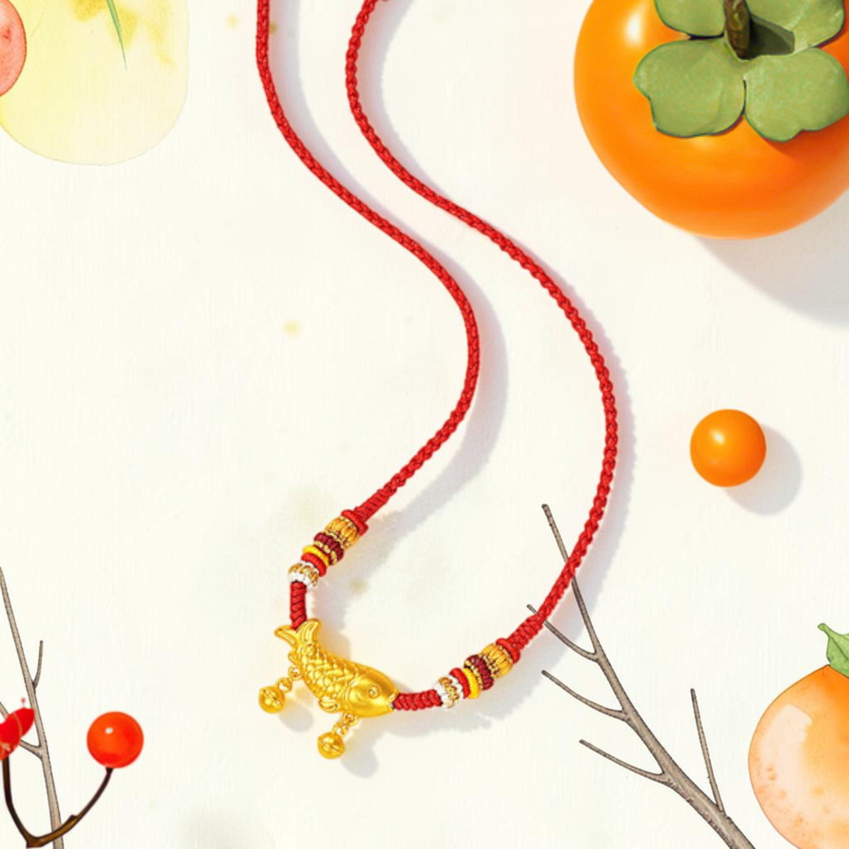 24k 999 Gold Koi Fish Pendant Cord Necklace Baby Shower Gift