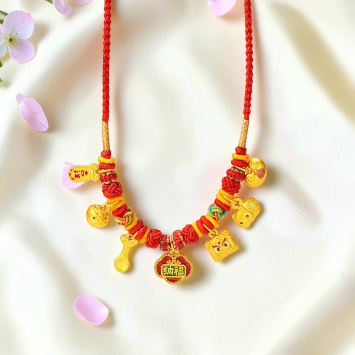 24k 999 Gold Charm Pendant Cord Necklace Baby Shower Gift
