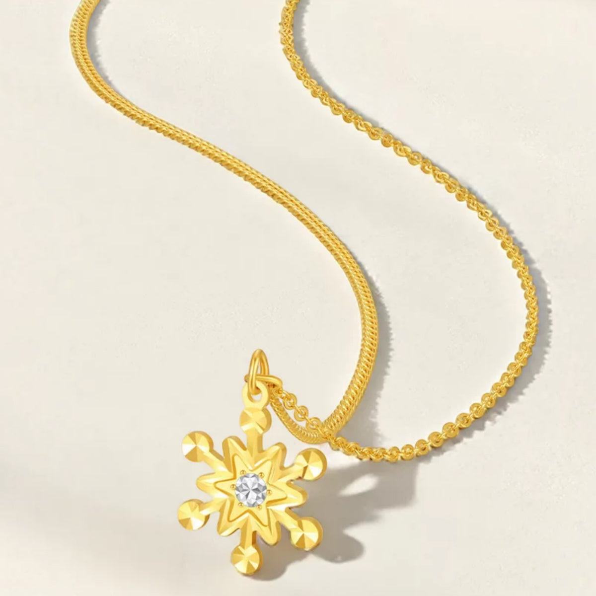 24k 999 Gold SnowFlake Winter Pendant Necklace