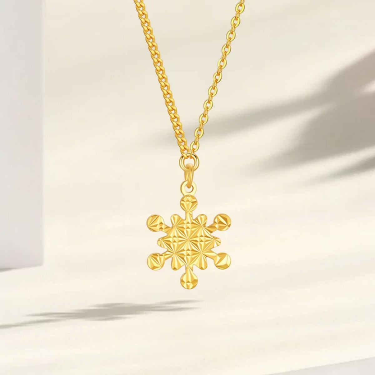 24k 999 Gold SnowFlake Winter Pendant Necklace