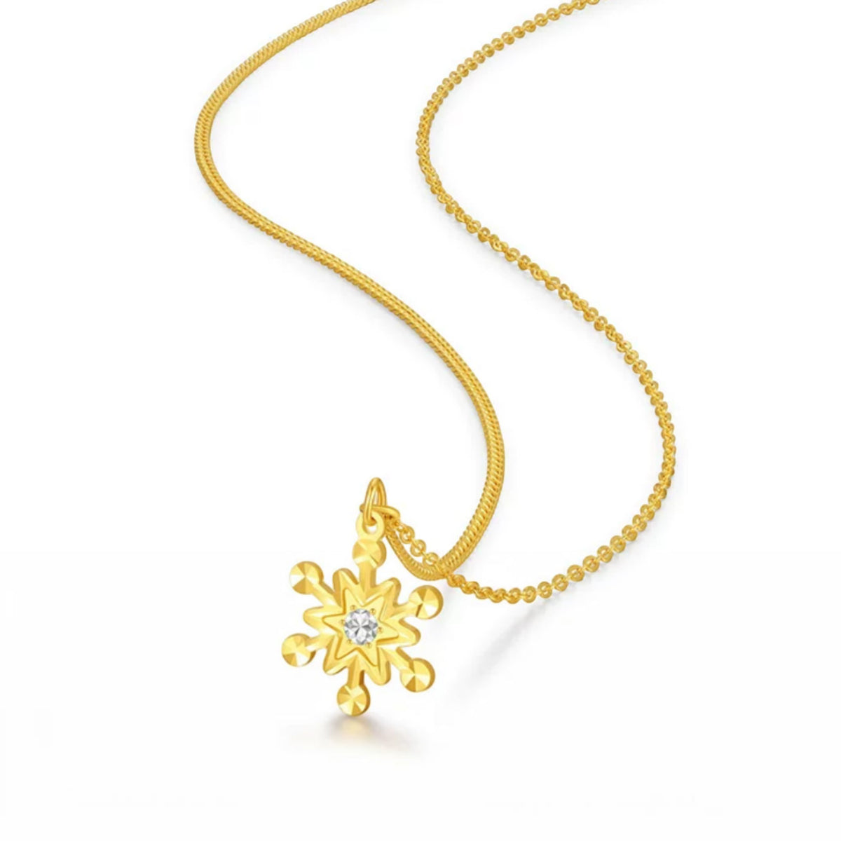 24k 999 Gold SnowFlake Winter Pendant Necklace