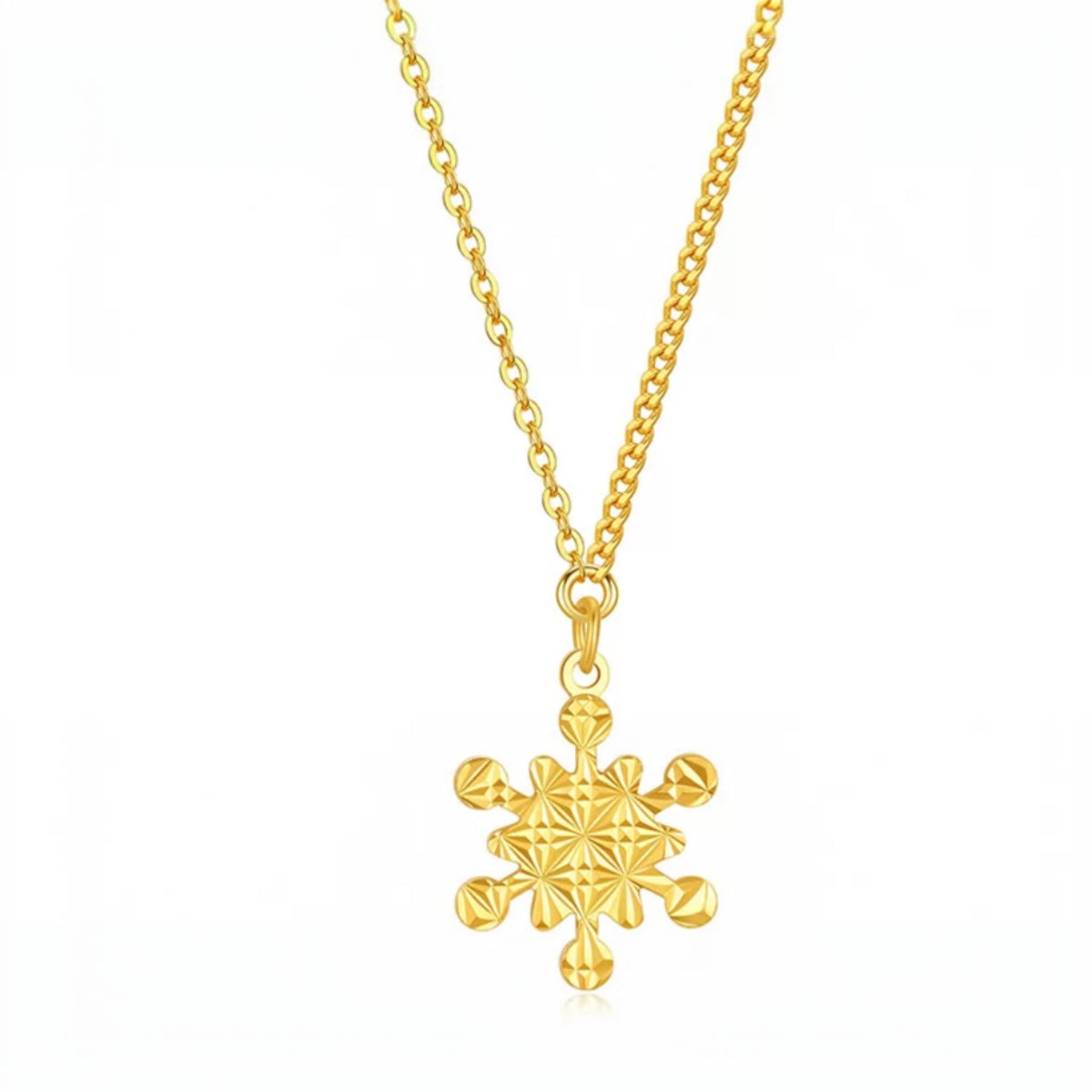 24k 999 Gold SnowFlake Winter Pendant Necklace