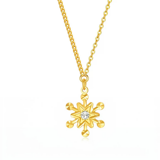 24k 999 Gold SnowFlake Winter Pendant Necklace