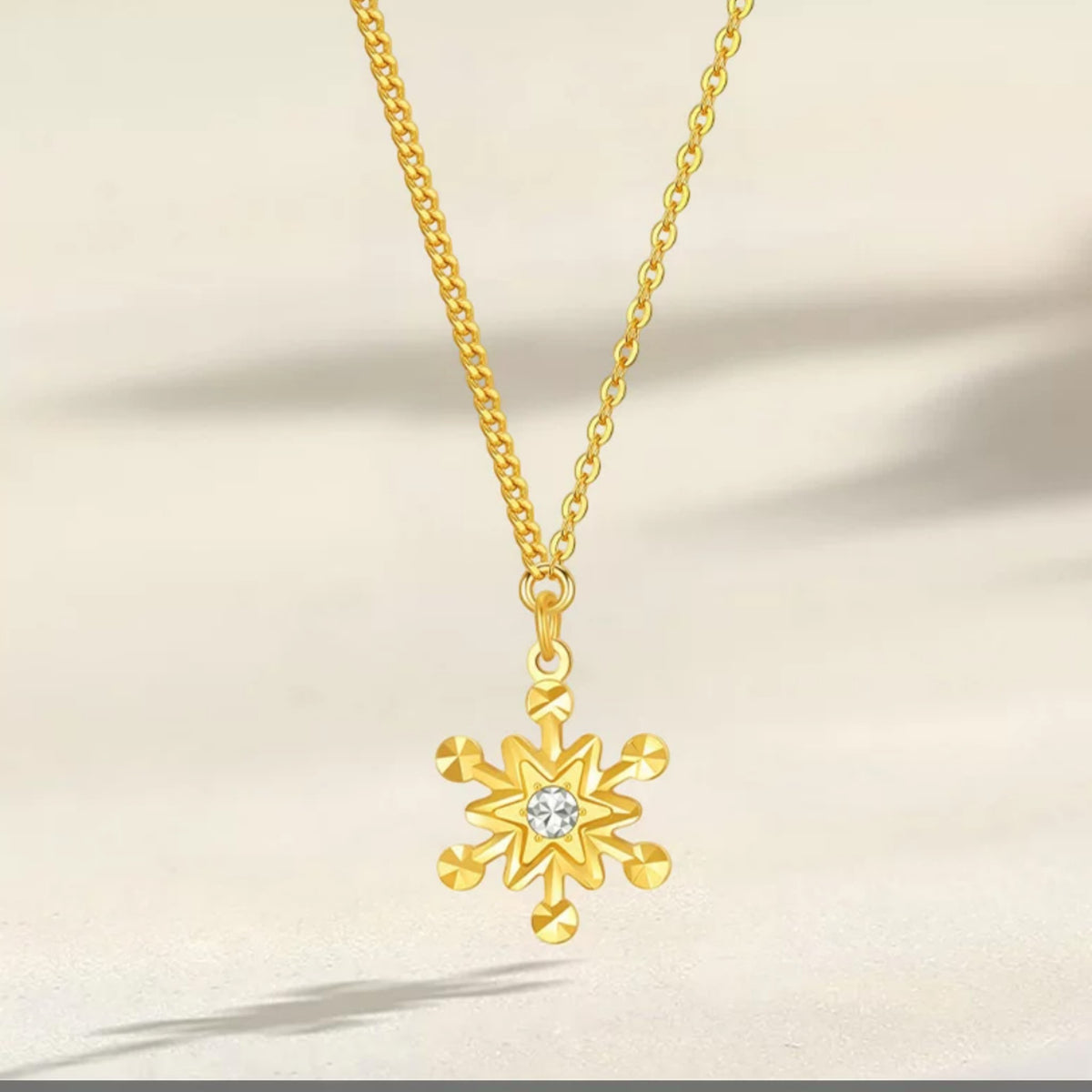 24k 999 Gold SnowFlake Winter Pendant Necklace