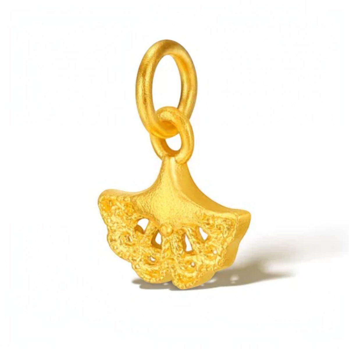 24k 999 Gold Ginkgo leaf Mini Charm D.I.Y Pendant