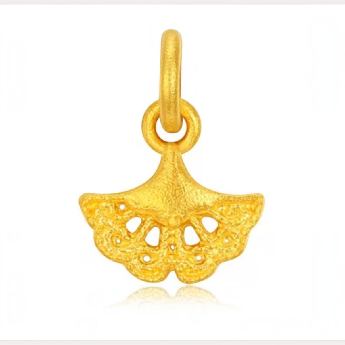 24k 999 Gold Ginkgo leaf Mini Charm D.I.Y Pendant