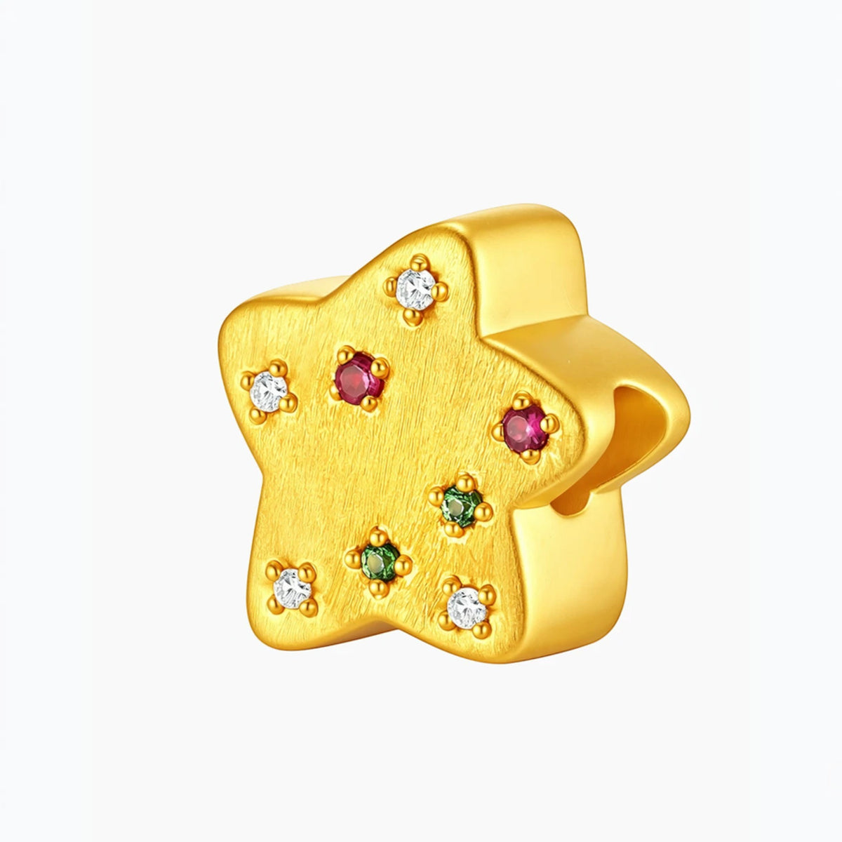 24k 999 Hard Gold Diamond Ruby D.I.Y Star Charm Spacer