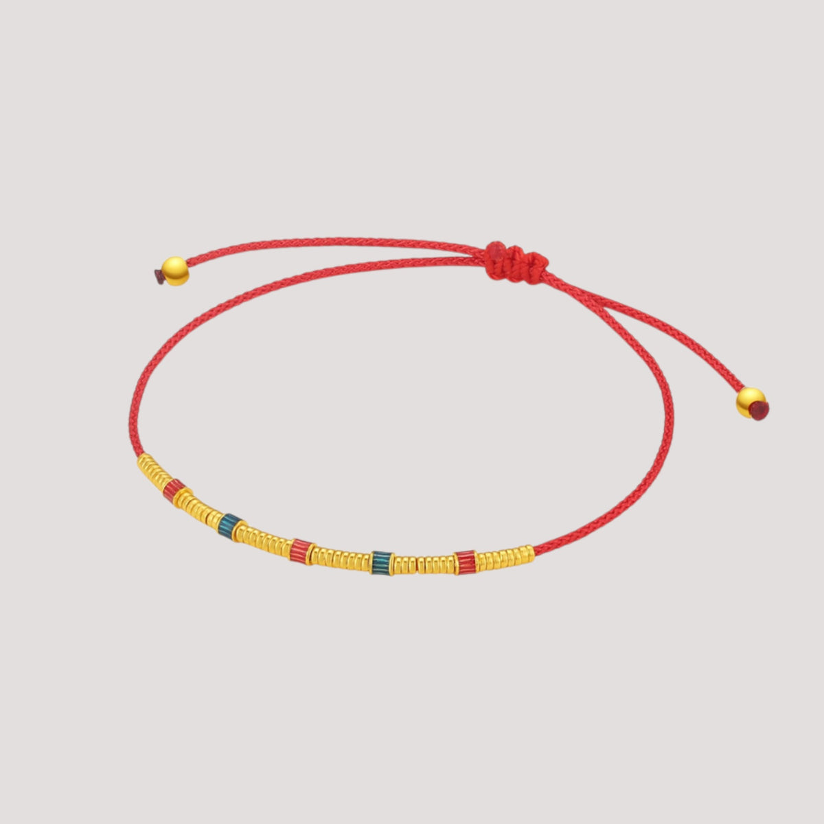 24k Gold Enamel Beads Charm Adjustable Cord Bracelet