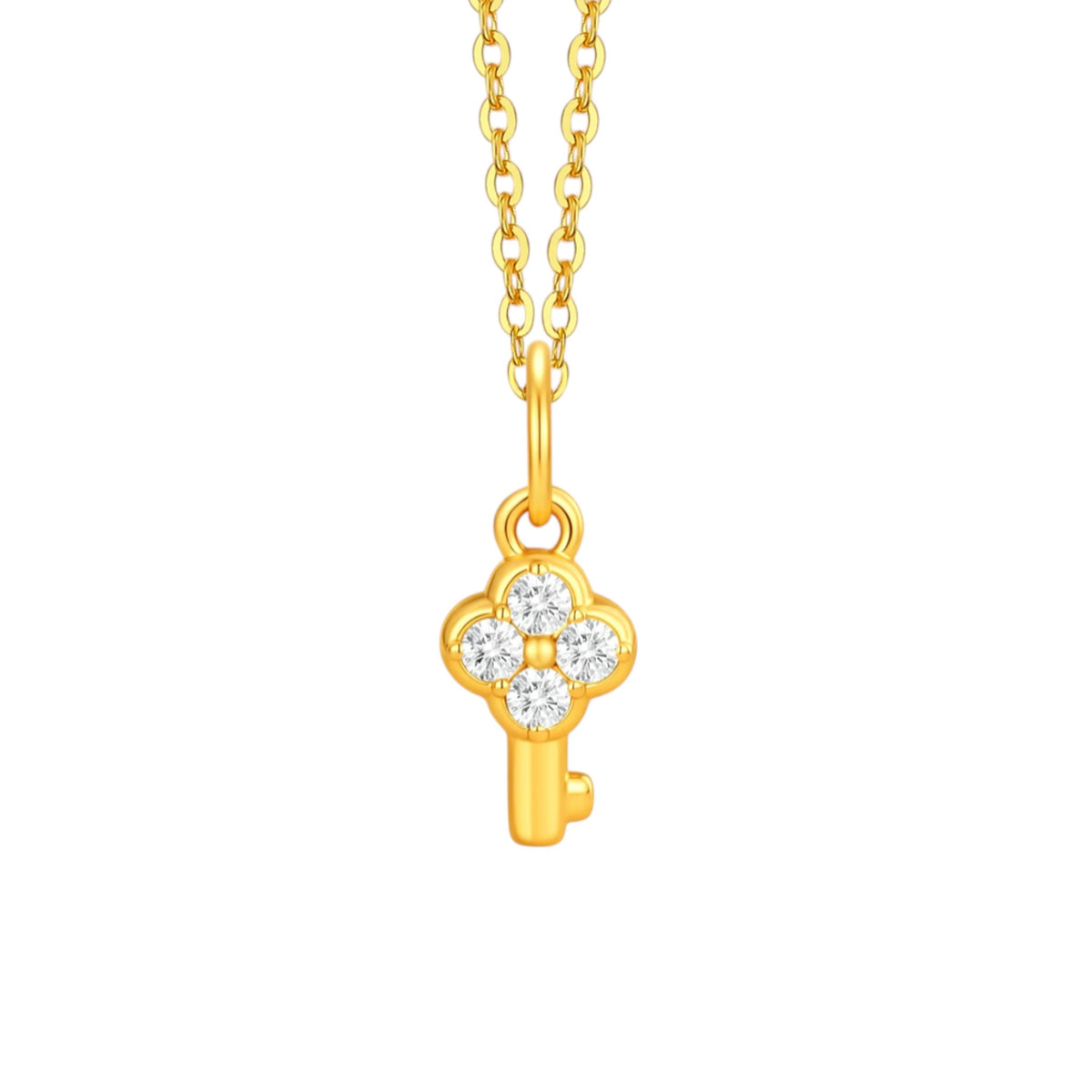 24k 999 Gold Diamond Crown Heart Key Butterfly Charm